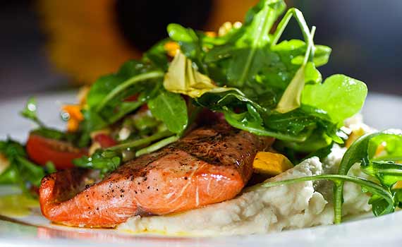Plated salmon fillet