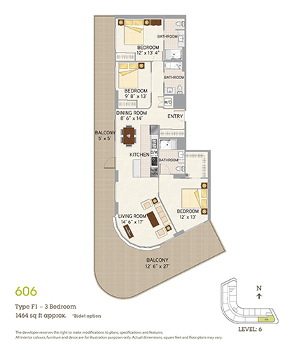Westerleigh PARC three bedroom F1 floorplan