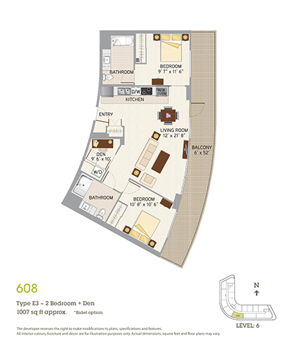Westerleigh PARC two bedroom and den E3 floorplan