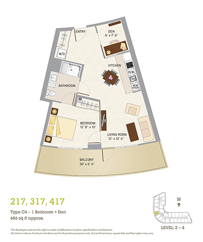 Westerleigh PARC 1 bedroom and den C4 floorplan