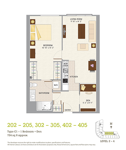 Westerleigh PARC 1 bedroom and den C1 Floorplan